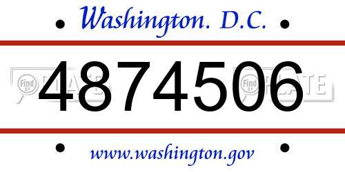 4874506 District Of Columbia License Plate