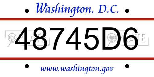 48745D6 District Of Columbia License Plate