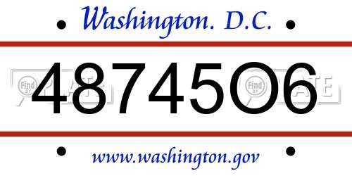 48745O6 District Of Columbia License Plate