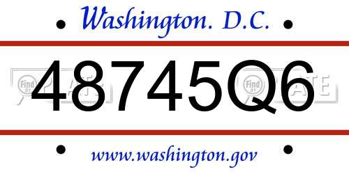 48745Q6 District Of Columbia License Plate