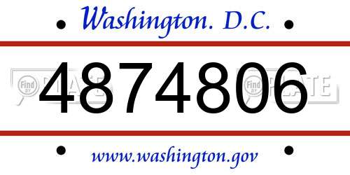 4874806 District Of Columbia License Plate