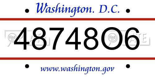 48748O6 District Of Columbia License Plate