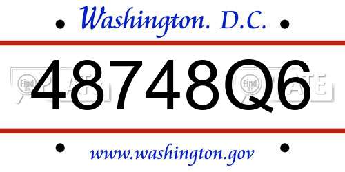 48748Q6 District Of Columbia License Plate