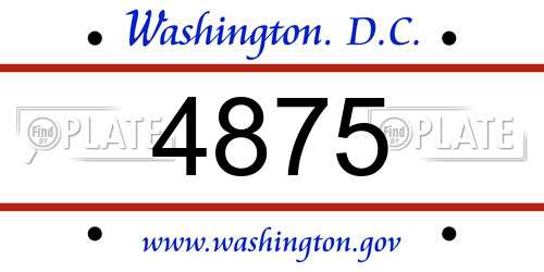 4875 District Of Columbia License Plate