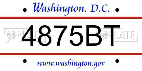 4875BT District Of Columbia License Plate