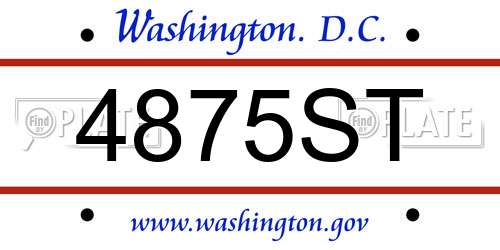 4875ST District Of Columbia License Plate