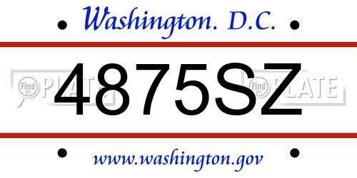 4875SZ District Of Columbia License Plate