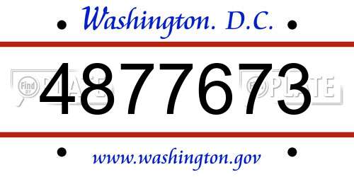 4877673 District Of Columbia License Plate