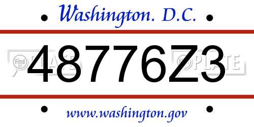 48776Z3 District Of Columbia License Plate