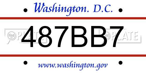 487BB7 District Of Columbia License Plate