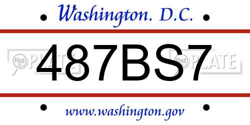 487BS7 District Of Columbia License Plate