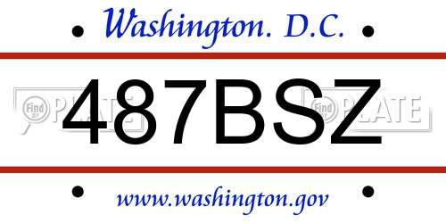 487BSZ District Of Columbia License Plate