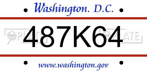 487K64 District Of Columbia License Plate