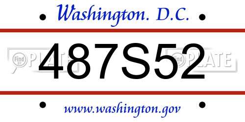 487S52 District Of Columbia License Plate