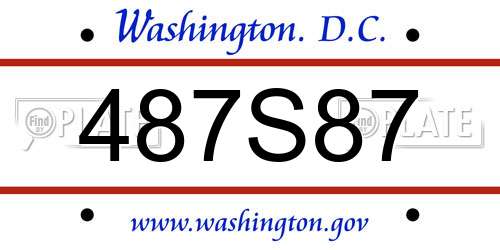 487S87 District Of Columbia License Plate