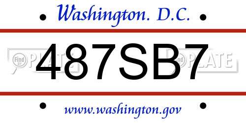 487SB7 District Of Columbia License Plate