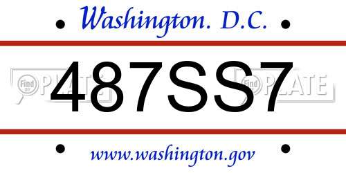 487SS7 District Of Columbia License Plate