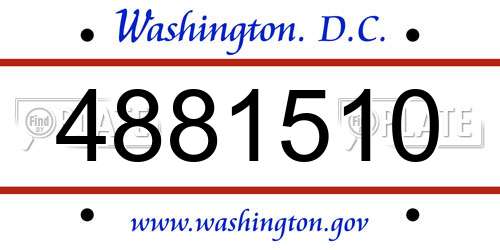 4881510 District Of Columbia License Plate