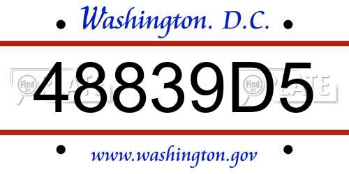 48839D5 District Of Columbia License Plate
