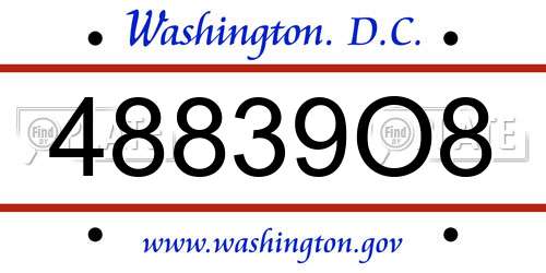 48839O8 District Of Columbia License Plate