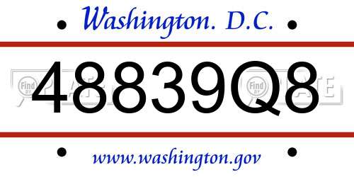 48839Q8 District Of Columbia License Plate