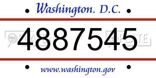 4887545 District Of Columbia License Plate