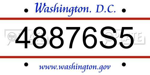 48876S5 District Of Columbia License Plate
