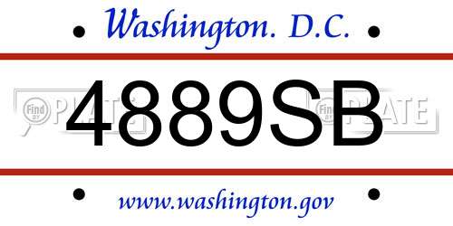 4889SB District Of Columbia License Plate