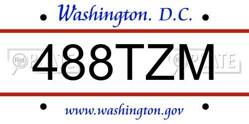 488TZM District Of Columbia License Plate