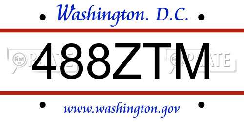 488ZTM District Of Columbia License Plate