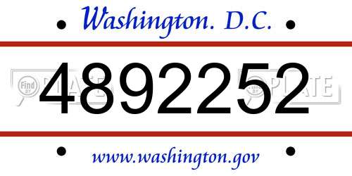 4892252 District Of Columbia License Plate