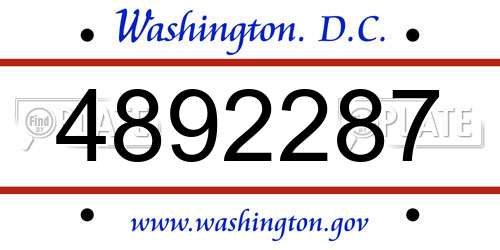 4892287 District Of Columbia License Plate