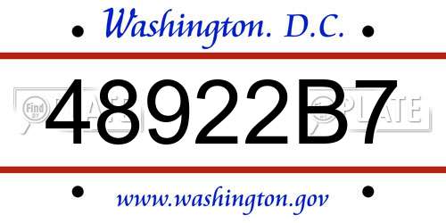 48922B7 District Of Columbia License Plate