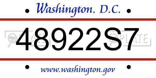 48922S7 District Of Columbia License Plate