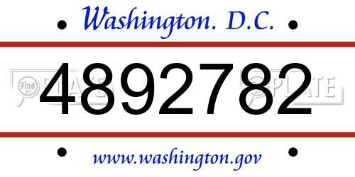 4892782 District Of Columbia License Plate