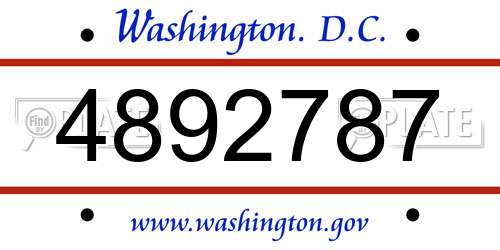 4892787 District Of Columbia License Plate