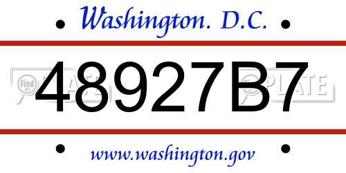 48927B7 District Of Columbia License Plate