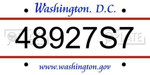 48927S7 District Of Columbia License Plate