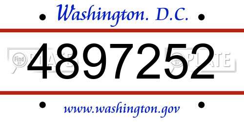 4897252 District Of Columbia License Plate