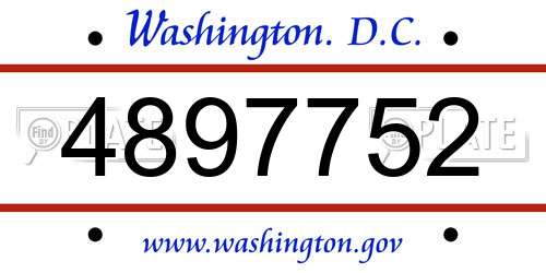 4897752 District Of Columbia License Plate