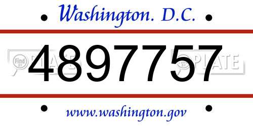 4897757 District Of Columbia License Plate