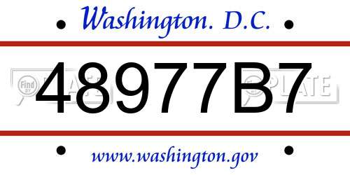 48977B7 District Of Columbia License Plate