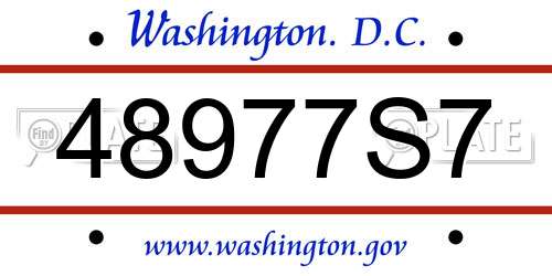 48977S7 District Of Columbia License Plate