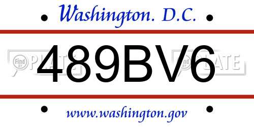 489BV6 District Of Columbia License Plate