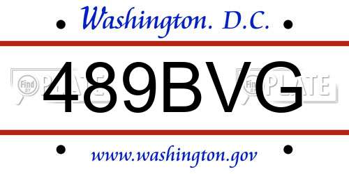 489BVG District Of Columbia License Plate