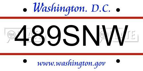 489SNW District Of Columbia License Plate