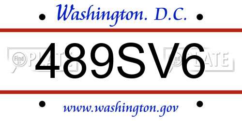 489SV6 District Of Columbia License Plate