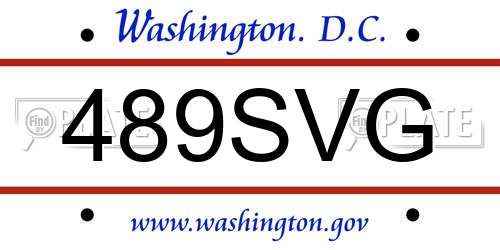 489SVG District Of Columbia License Plate