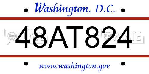 48AT824 District Of Columbia License Plate