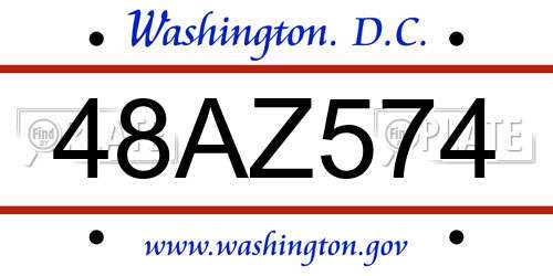 48AZ574 District Of Columbia License Plate